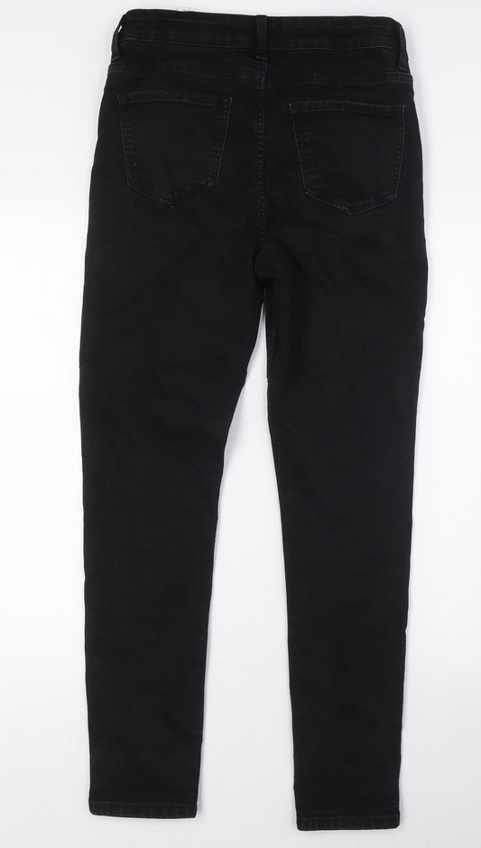 Marks and Spencer Womens Black Cotton Skinny Jeans Size 10 L28 in Regular Button