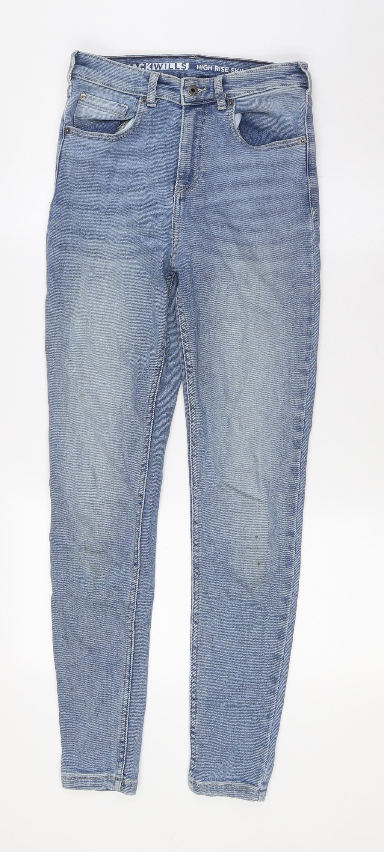 Jack Wills Womens Blue Cotton Skinny Jeans Size 26 in L29 in Slim Button - High Waist