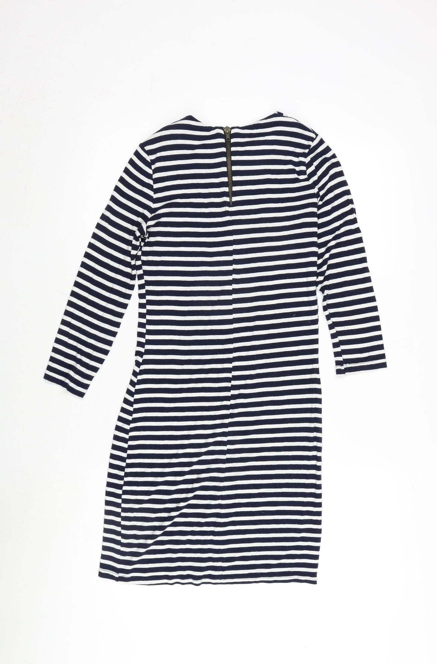 River Inbound Womens Blue Elastane Bodycon Size 8 Crew Neck Zip