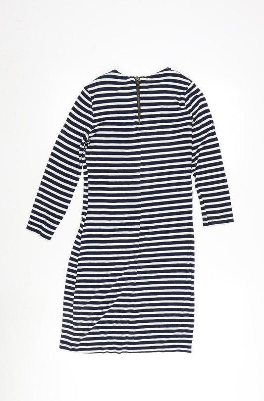 River Inbound Womens Blue Elastane Bodycon Size 8 Crew Neck Zip