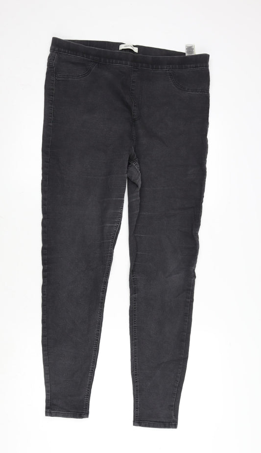 Marks and Spencer Womens Grey Cotton Blend Jegging Jeans Size 16 L29 in Regular
