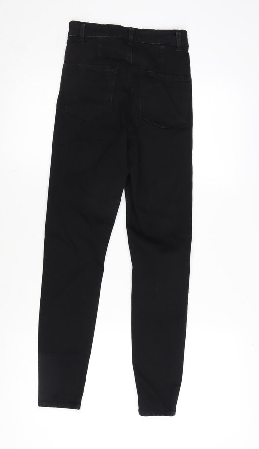 Denim & Co. Womens Black Cotton Blend Straight Jeans Size 6 L26 in Regular Zip