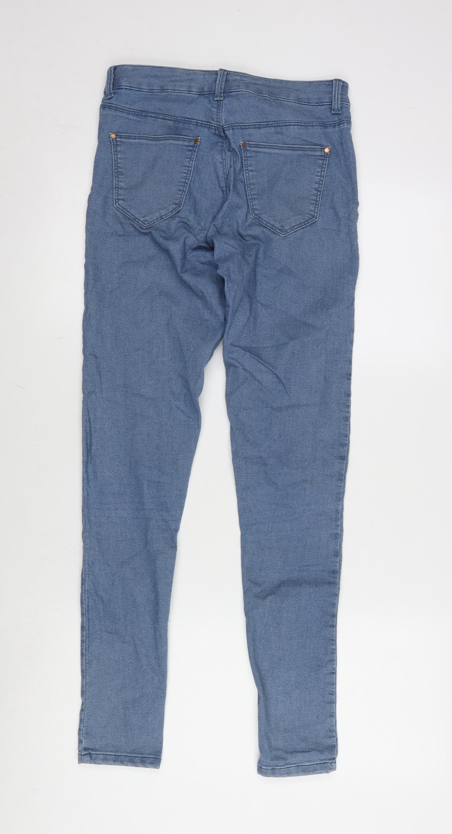 Miss Selfridge Womens Blue Cotton Blend Tapered Jeans Size 8 L29 in Regular Zip