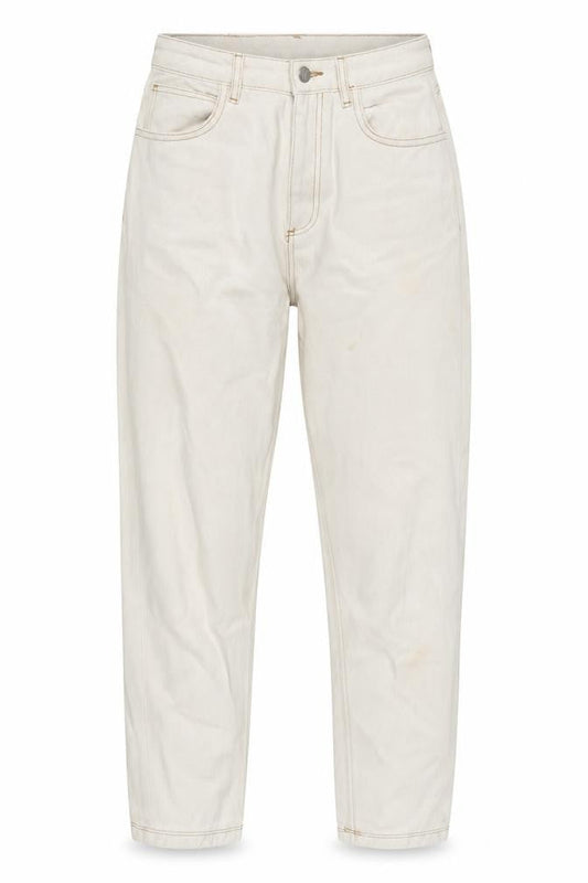 Reclaimed Vintage Womens Ivory Cotton Straight Jeans Size 12 L25.5 in Regular Zip