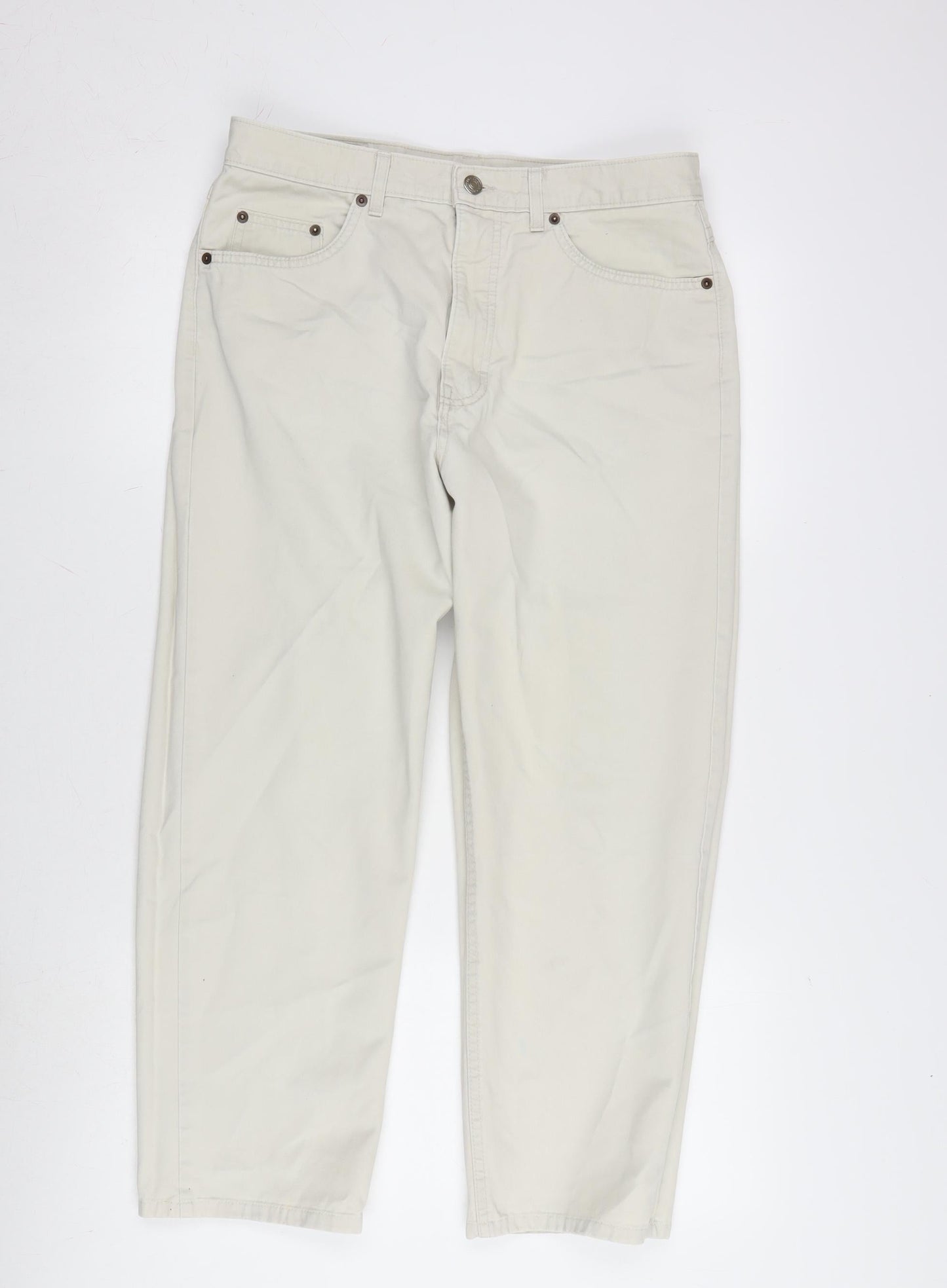 Marks and Spencer Womens Ivory Cotton Cropped Jeans Size 32 in L25 in Regular Zip
