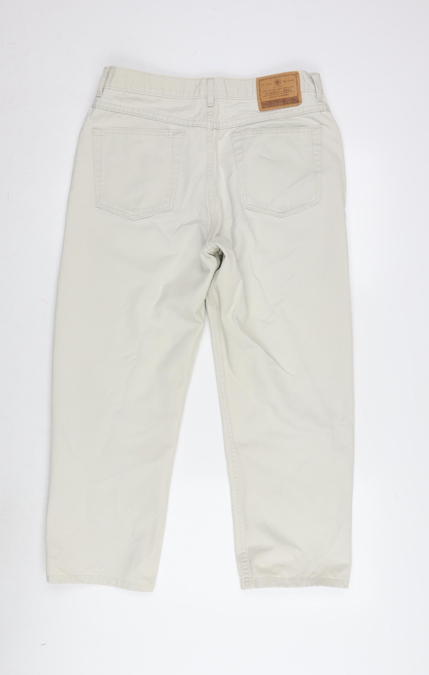 Marks and Spencer Womens Ivory Cotton Cropped Jeans Size 32 in L25 in Regular Zip