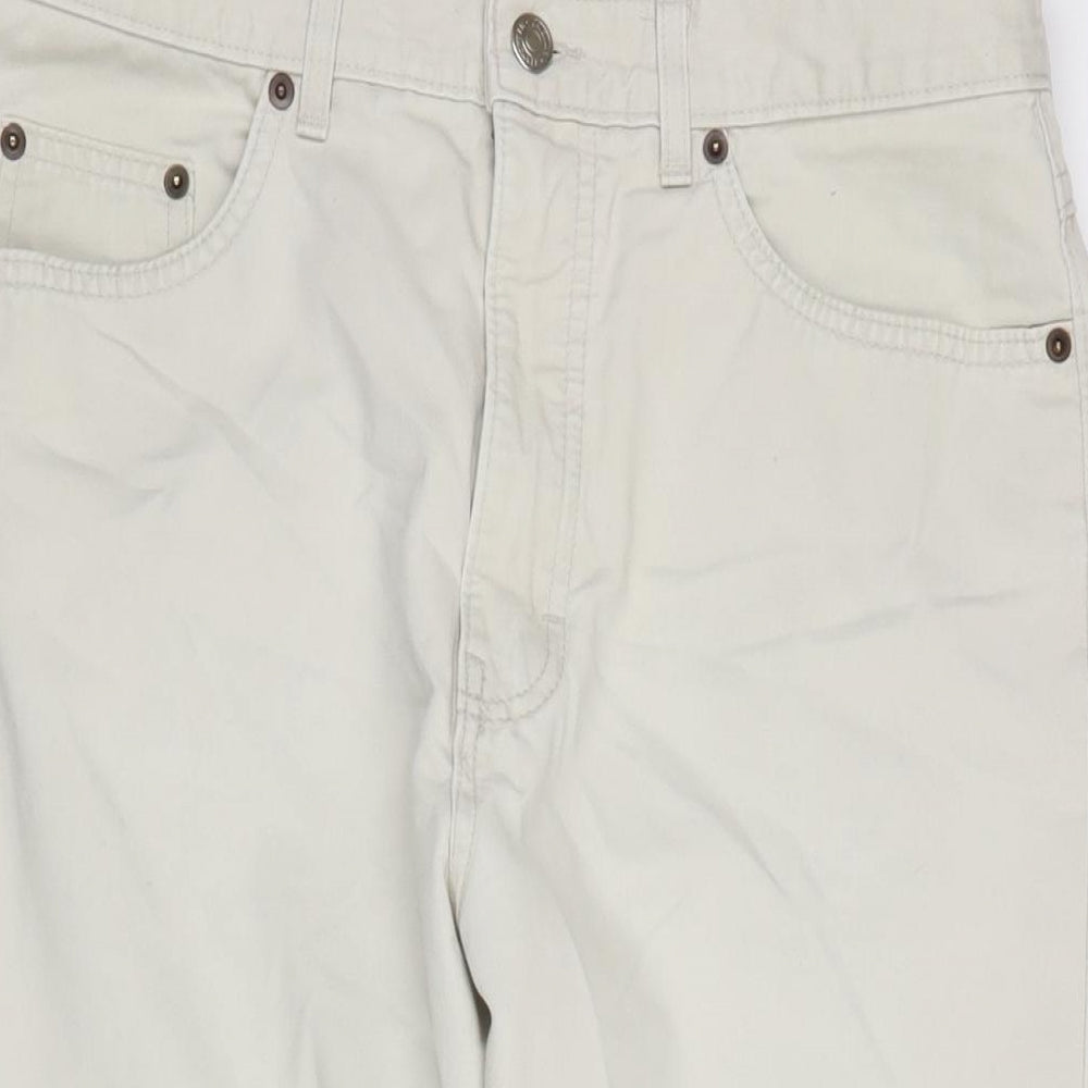 Marks and Spencer Womens Ivory Cotton Cropped Jeans Size 32 in L25 in Regular Zip