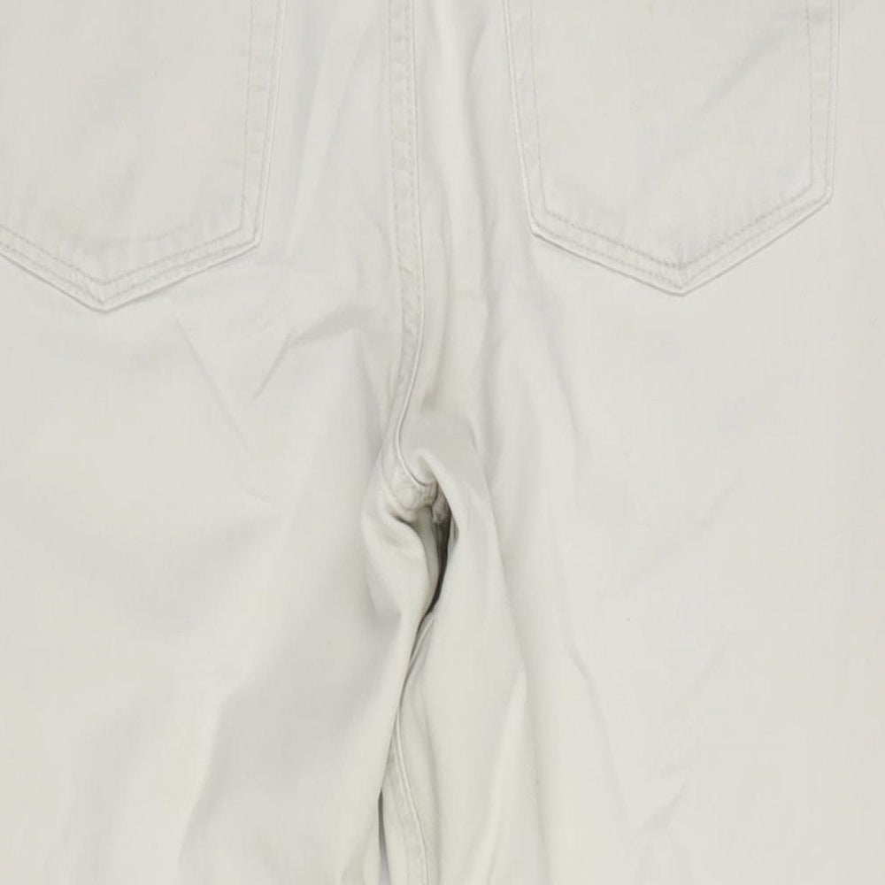 Marks and Spencer Womens Ivory Cotton Cropped Jeans Size 32 in L25 in Regular Zip