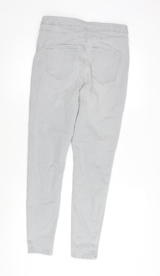 Marks and Spencer Womens Grey Cotton Blend Tapered Jeans Size 12 L28 in Regular Zip