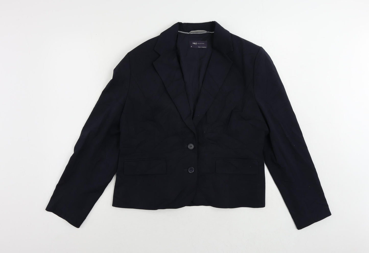 Marks and Spencer Womens Blue Jacket Blazer Size 16 Button