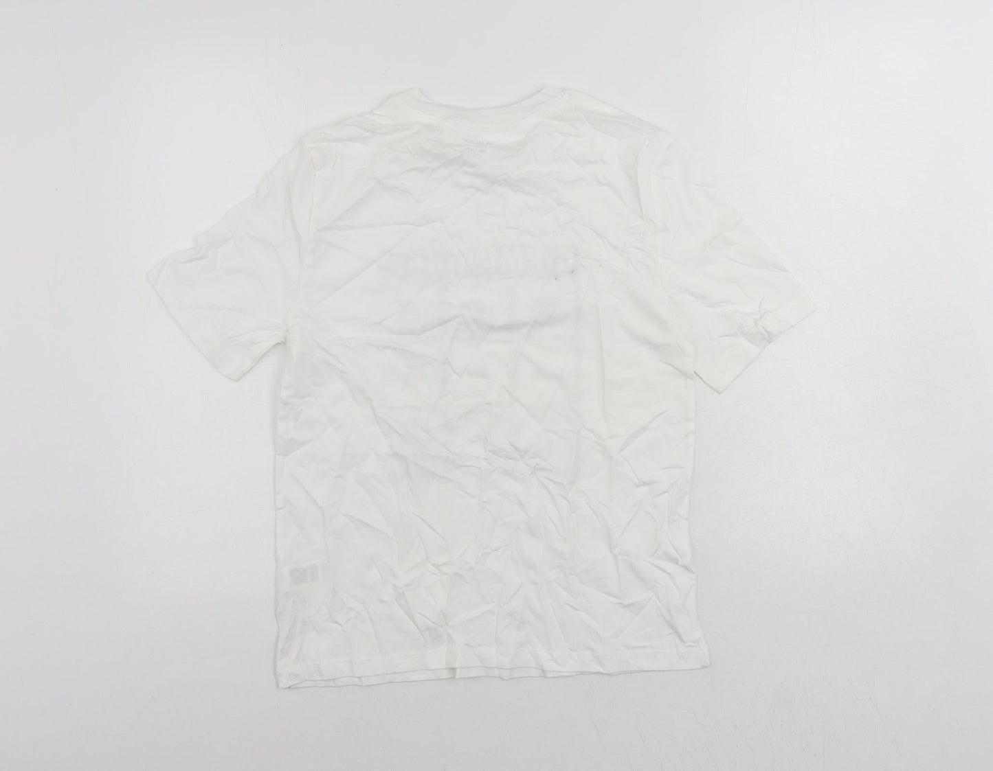 Marks and Spencer Womens White Cotton Basic T-Shirt Size 8 Crew Neck - Birmingham