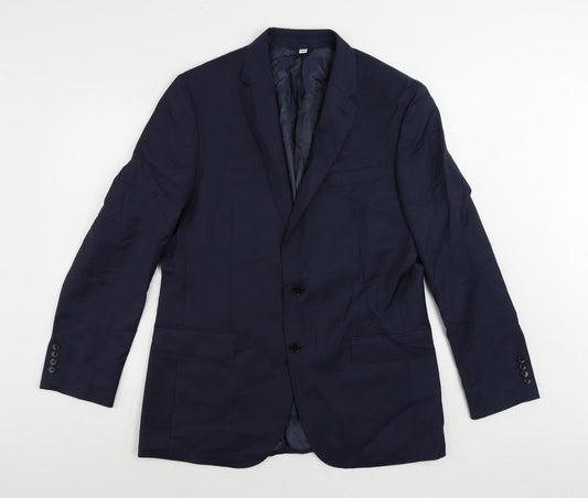 Marks and Spencer Mens Blue Wool Jacket Suit Jacket Size 42 Regular