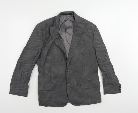 Marks and Spencer Mens Grey Striped Wool Jacket Suit Jacket Size 38 Regular