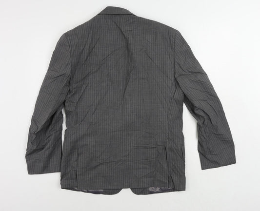 Marks and Spencer Mens Grey Striped Wool Jacket Suit Jacket Size 38 Regular