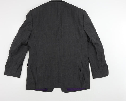 Marks and Spencer Mens Grey Plaid Wool Jacket Suit Jacket Size 44 Regular