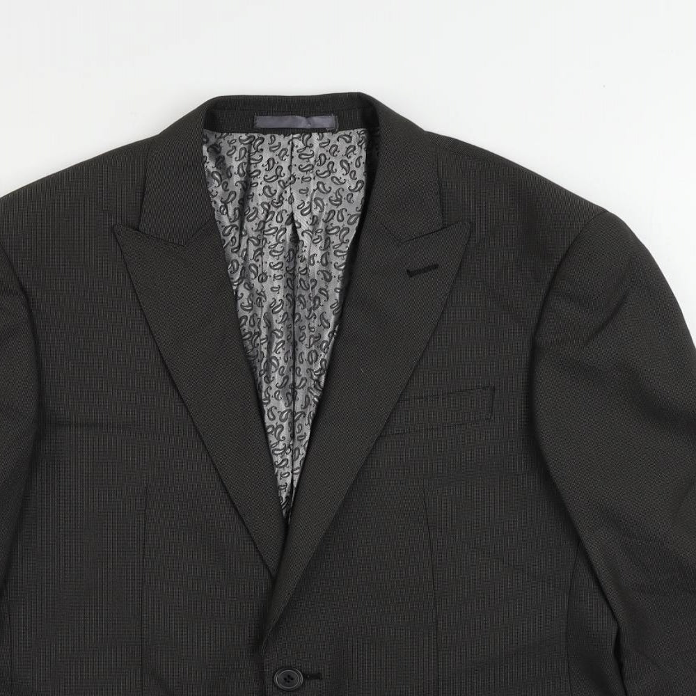 Hans Kelven Mens Grey Polyester Jacket Suit Jacket Size 38 Regular