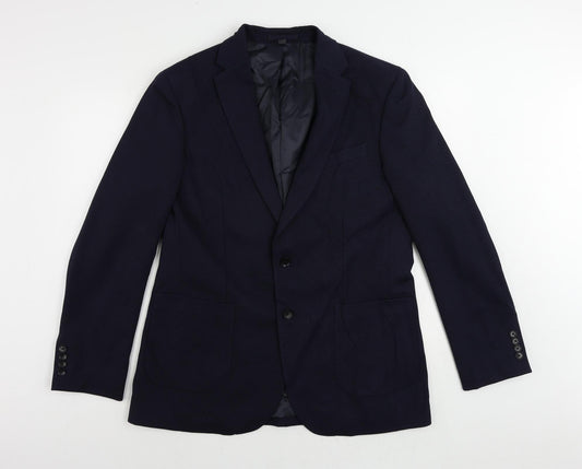 Marks and Spencer Mens Blue Polyamide Jacket Suit Jacket Size 42 Regular