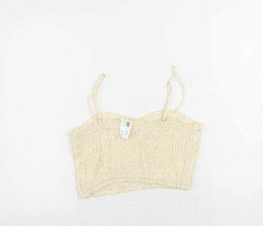 Lelis Womens Ivory Polyester Cropped Tank Size M Sweetheart - Shirred