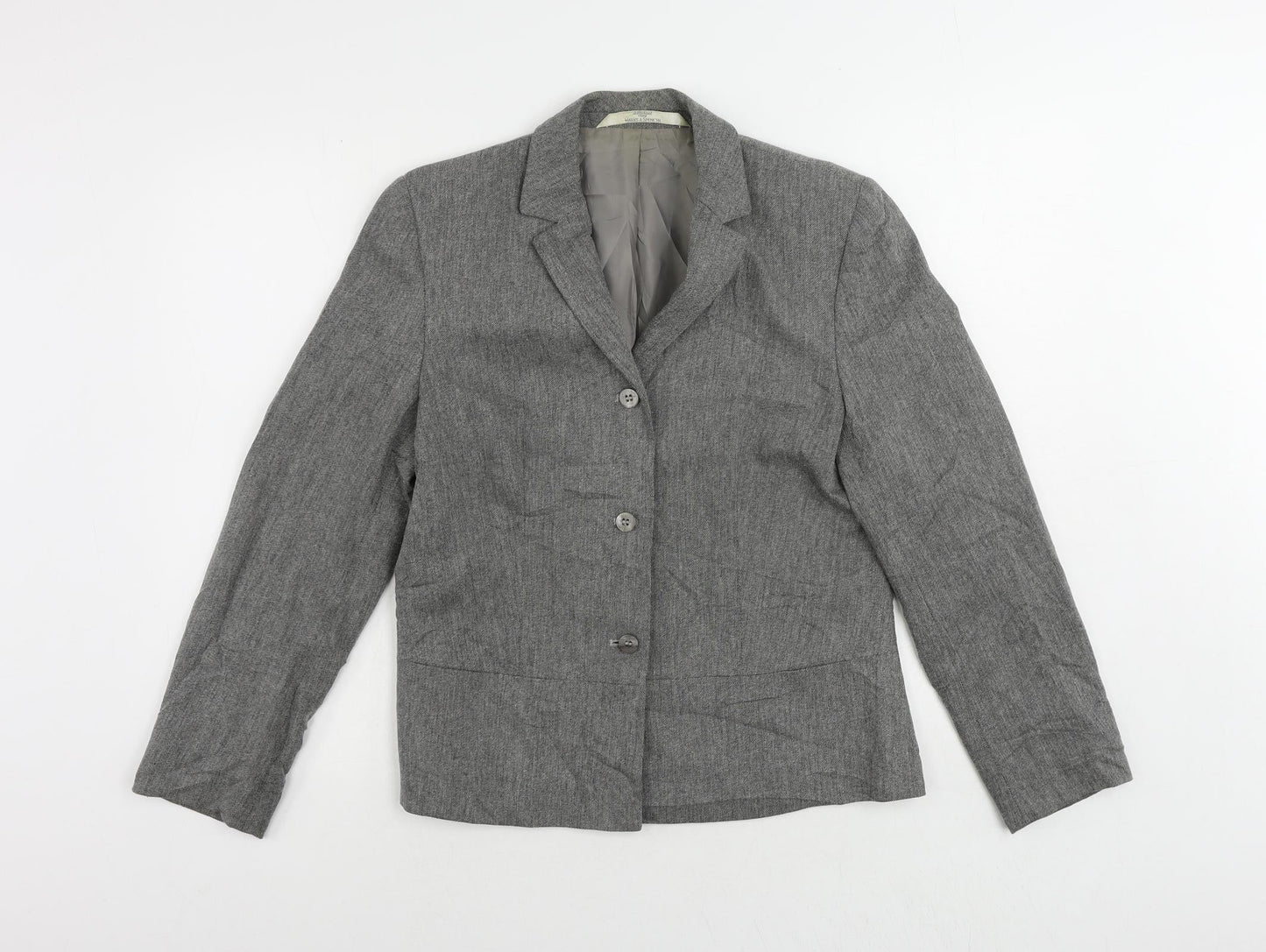 St Michael Womens Grey Jacket Blazer Size 12 Button - Vintage