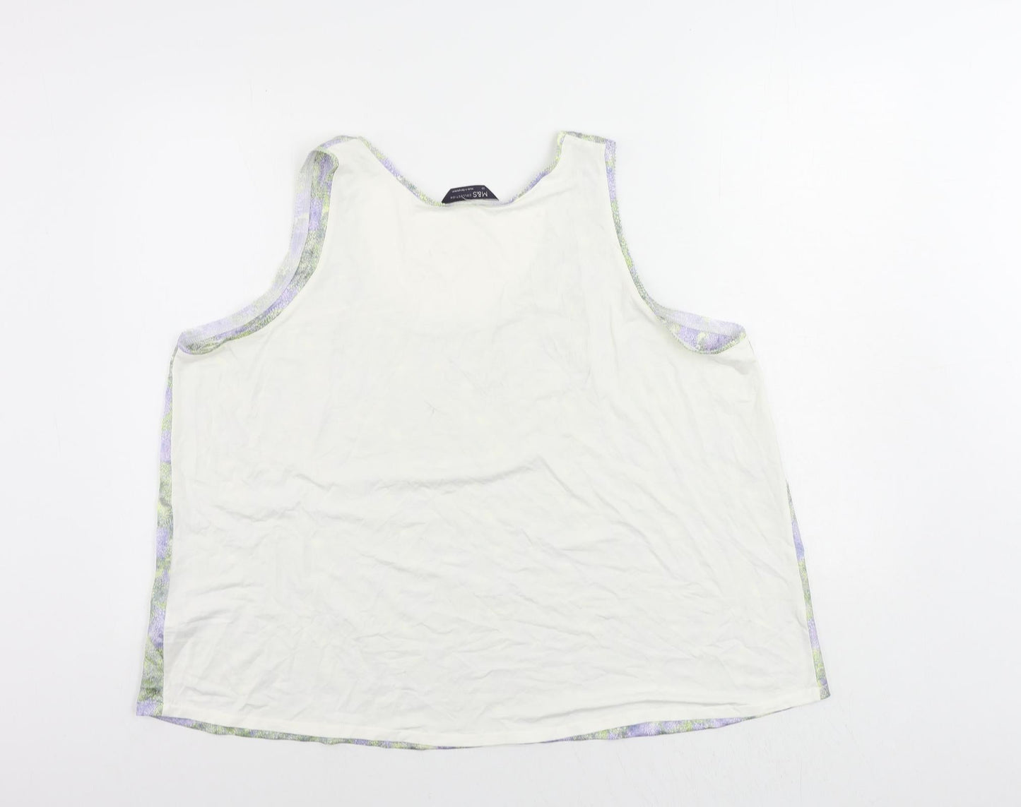 Marks and Spencer Womens Purple Geometric Polyester Basic Tank Size 20 Scoop Neck