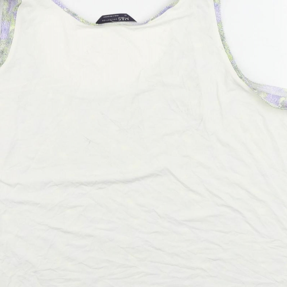 Marks and Spencer Womens Purple Geometric Polyester Basic Tank Size 20 Scoop Neck