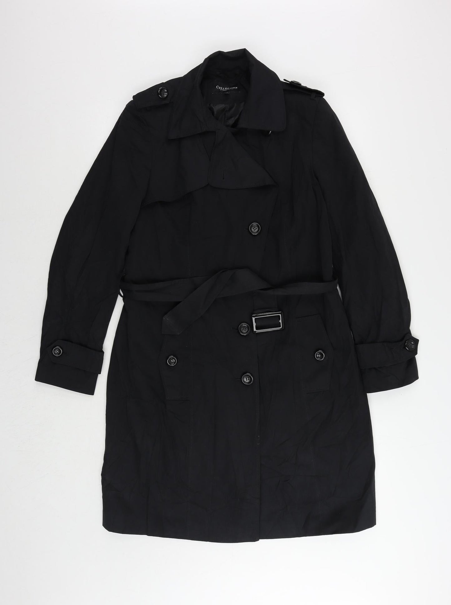 Debenhams Womens Blue Trench Coat Coat Size 12 Button - Belted