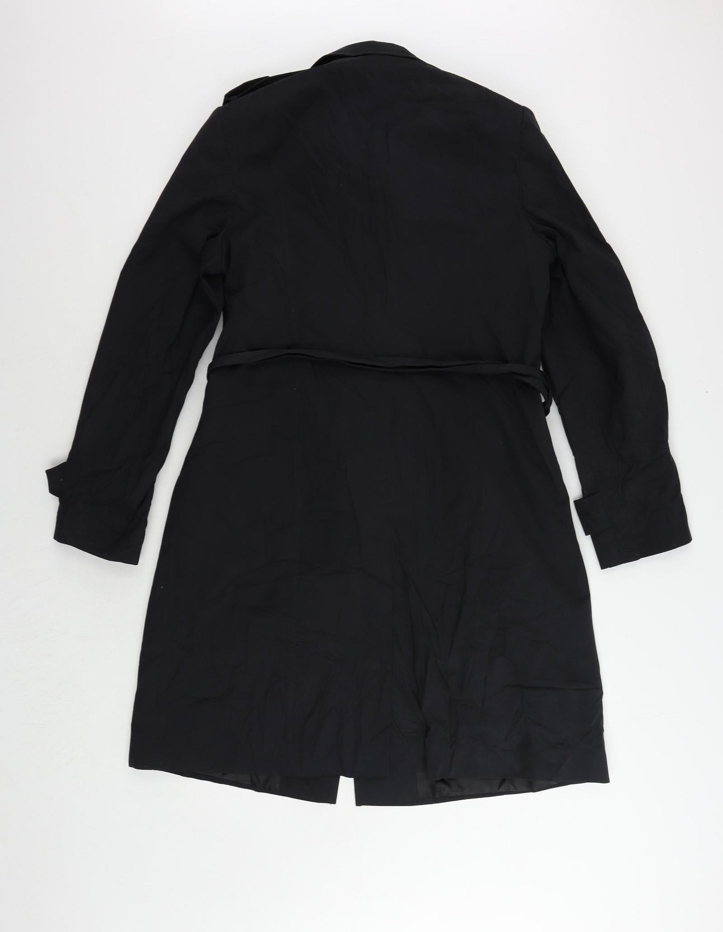 Debenhams Womens Blue Trench Coat Coat Size 12 Button - Belted