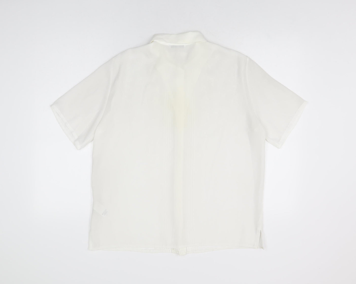 St Michael Womens White Floral Polyester Basic Button-Up Size 14 Collared