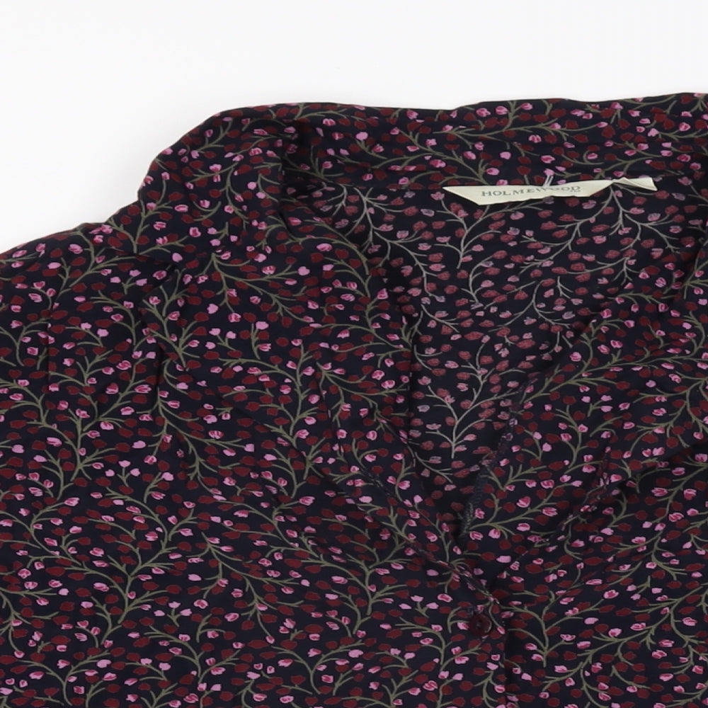 Holmewood Womens Blue Floral Viscose Basic Button-Up Size 16 Collared