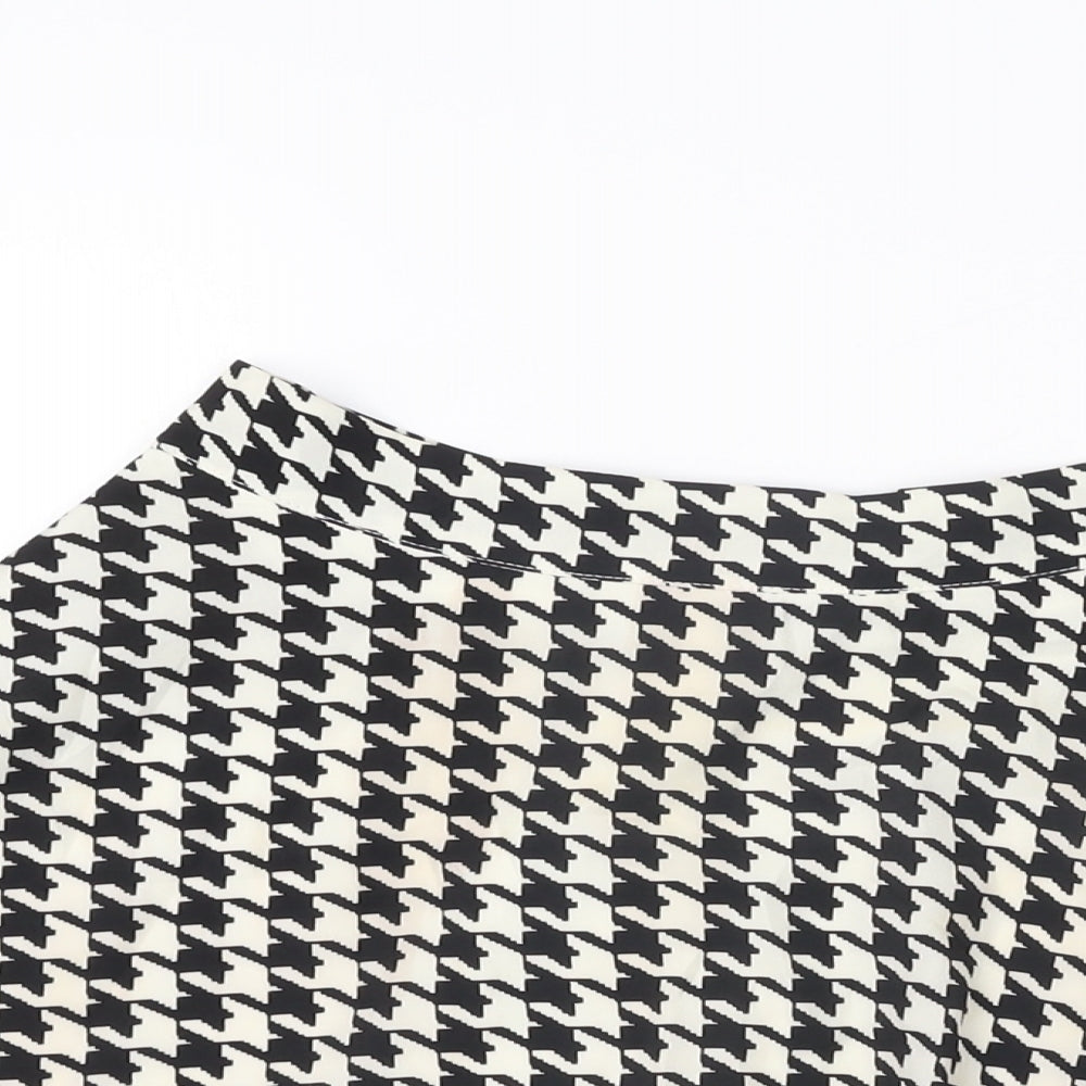 FOREVER 21 Womens White Geometric Polyester Mini Skirt Size S Zip - Houndstooth