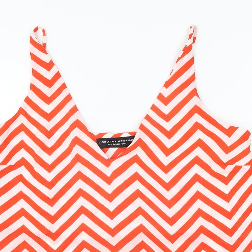 Dorothy Perkins Womens Red Geometric Polyester Camisole T-Shirt Size 10 V-Neck