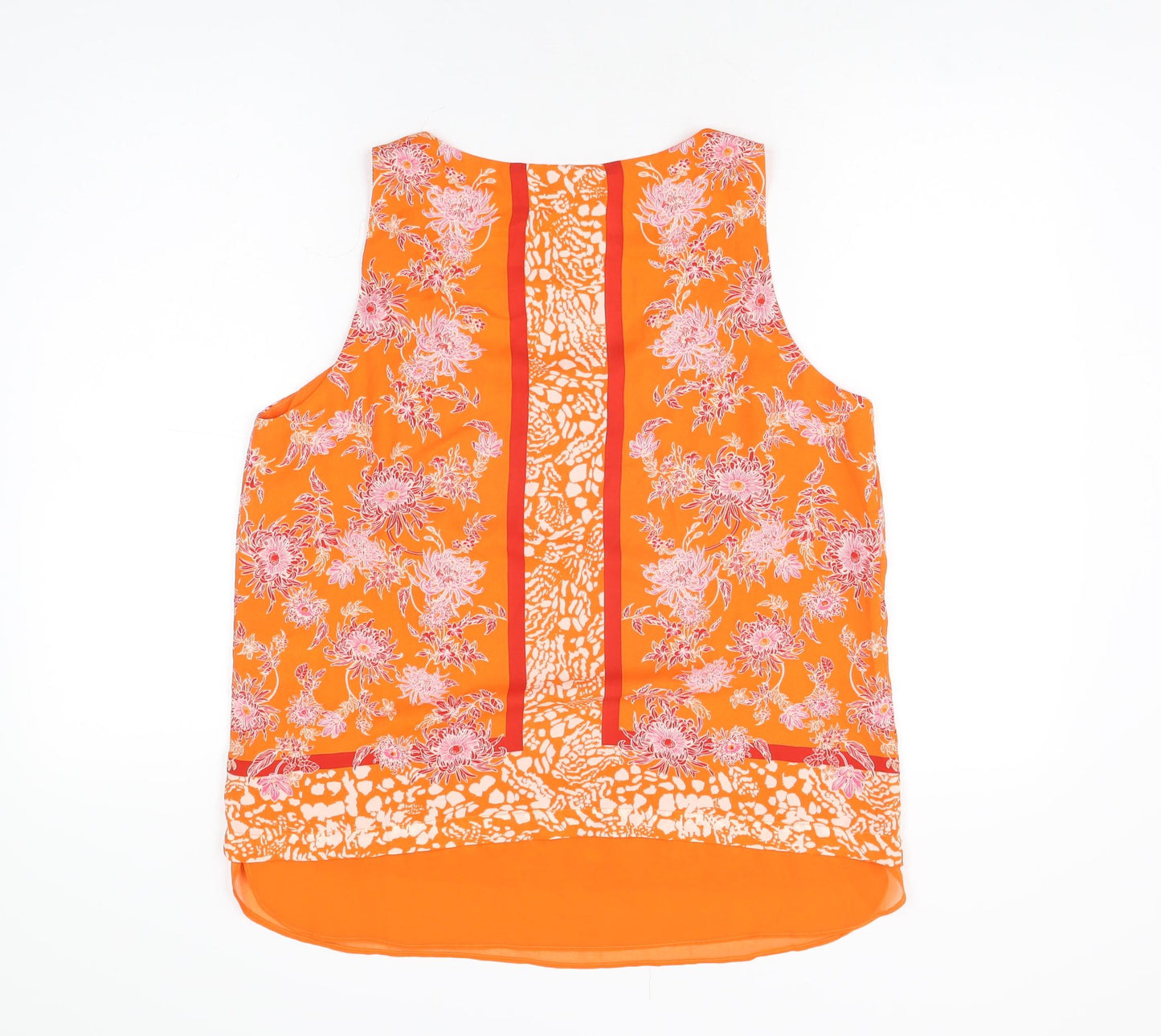 Rose & Olive Womens Orange Floral Polyester Basic T-Shirt Size L Scoop Neck