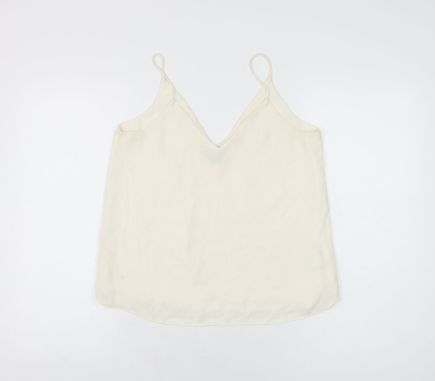 H&M Womens Ivory Polyester Camisole T-Shirt Size 8 V-Neck