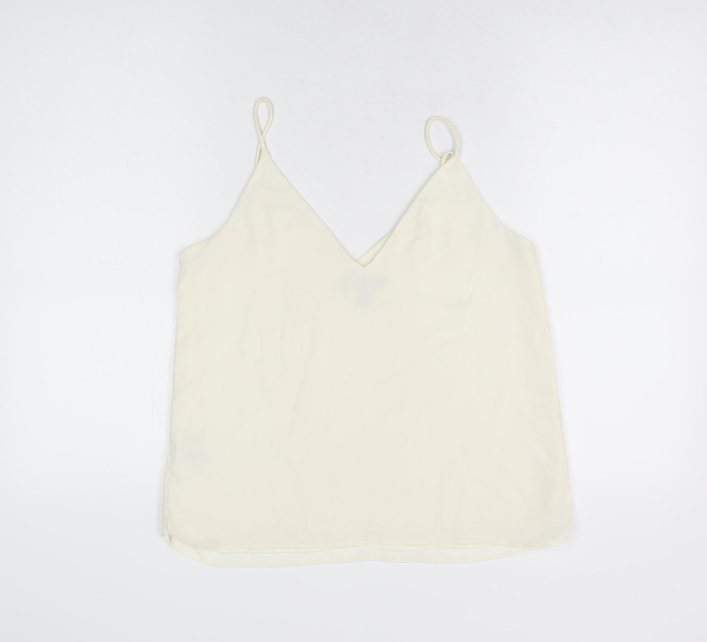 H&M Womens Ivory Polyester Camisole T-Shirt Size 8 V-Neck