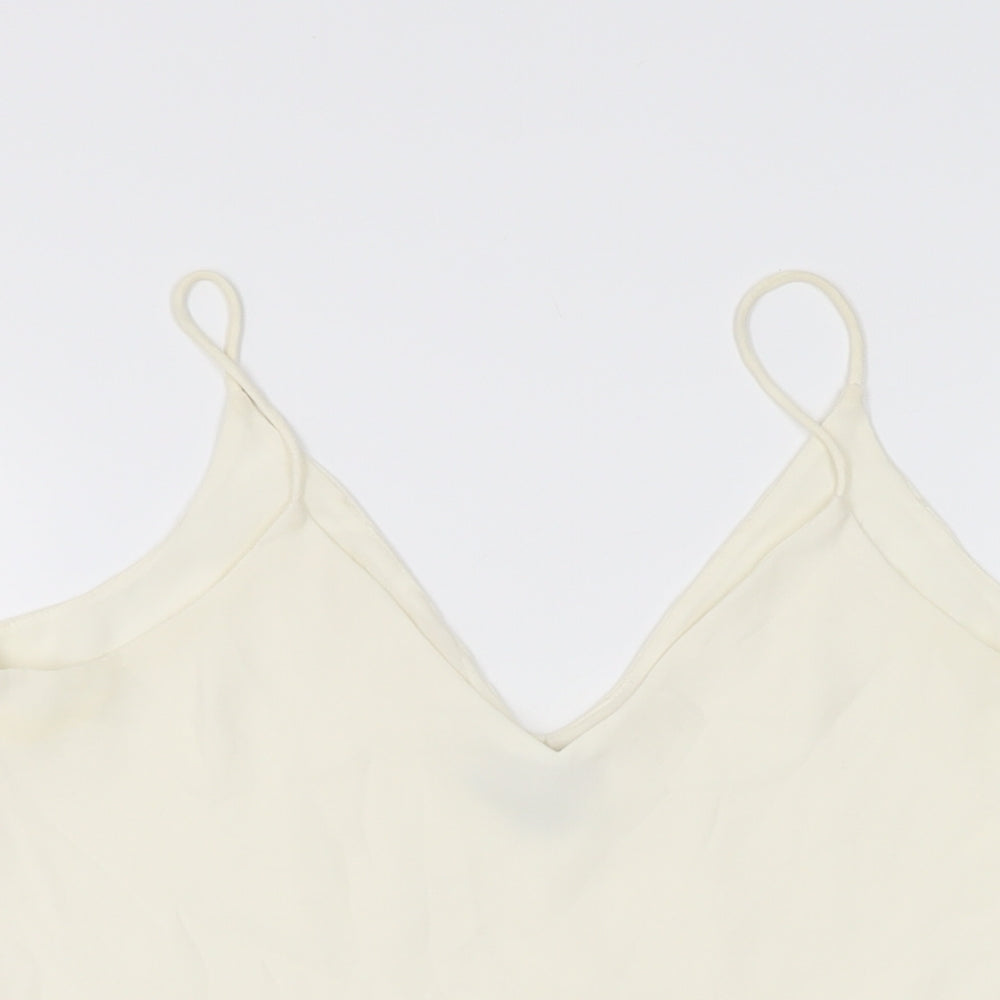 H&M Womens Ivory Polyester Camisole T-Shirt Size 8 V-Neck