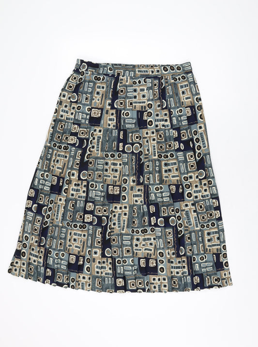 Selection Womens Multicoloured Geometric Polyester Swing Skirt Size 14