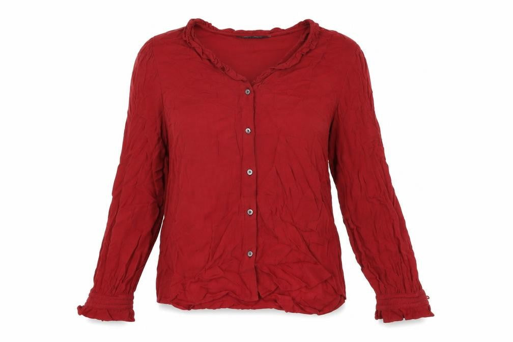 Marks and Spencer Womens Red Viscose Basic Button-Up Size 10 V-Neck