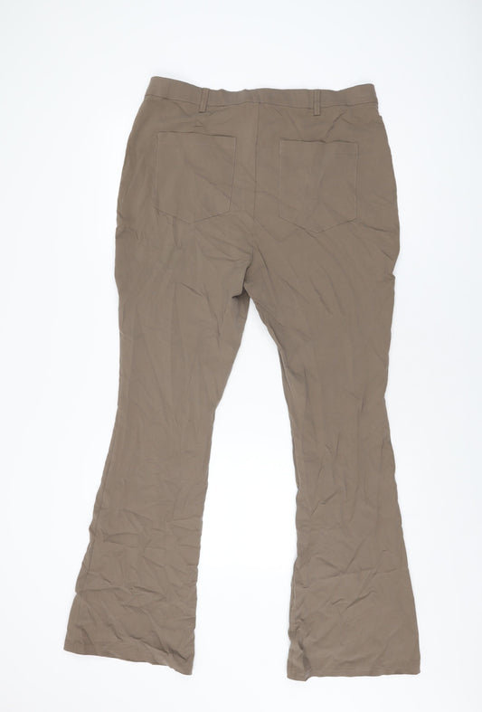 Topshop Womens Brown Viscose Trousers Size 18 L31 in Regular Zip