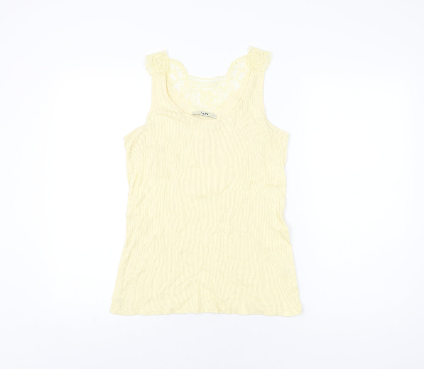 Oasis Womens Yellow Cotton Basic Tank Size M Scoop Neck