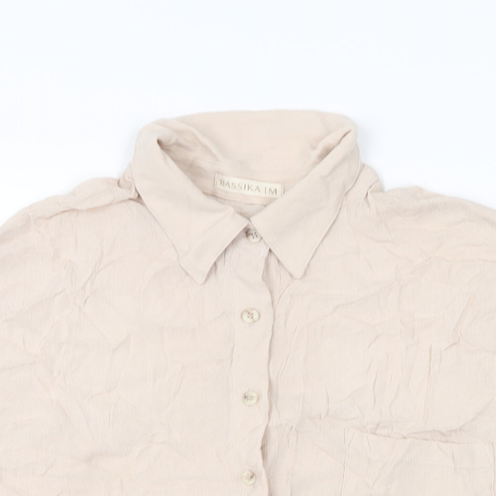 Bassika Womens Pink Viscose Basic Button-Up Size M Collared