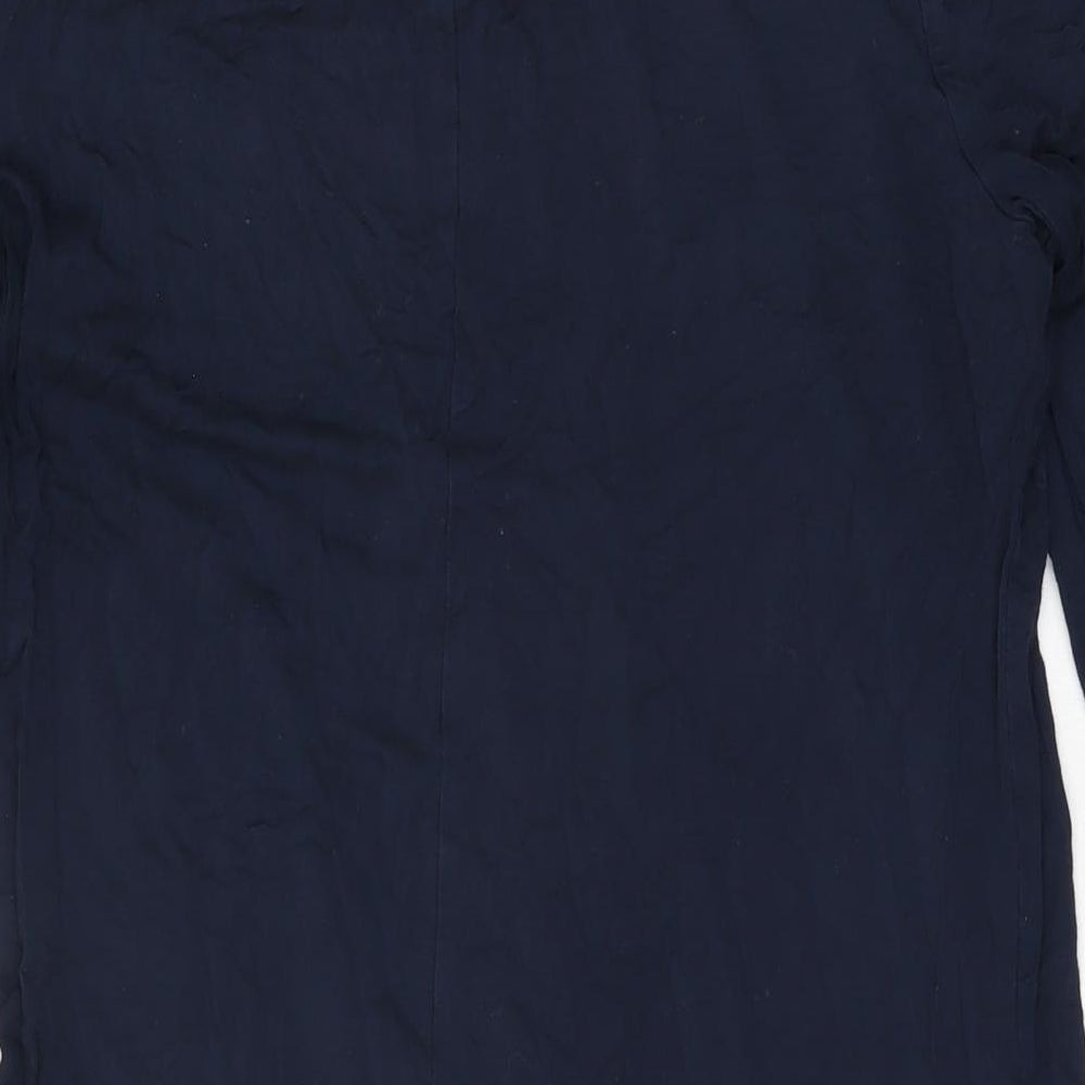 Marks and Spencer Womens Blue Viscose Shift Size 12 High Neck Button