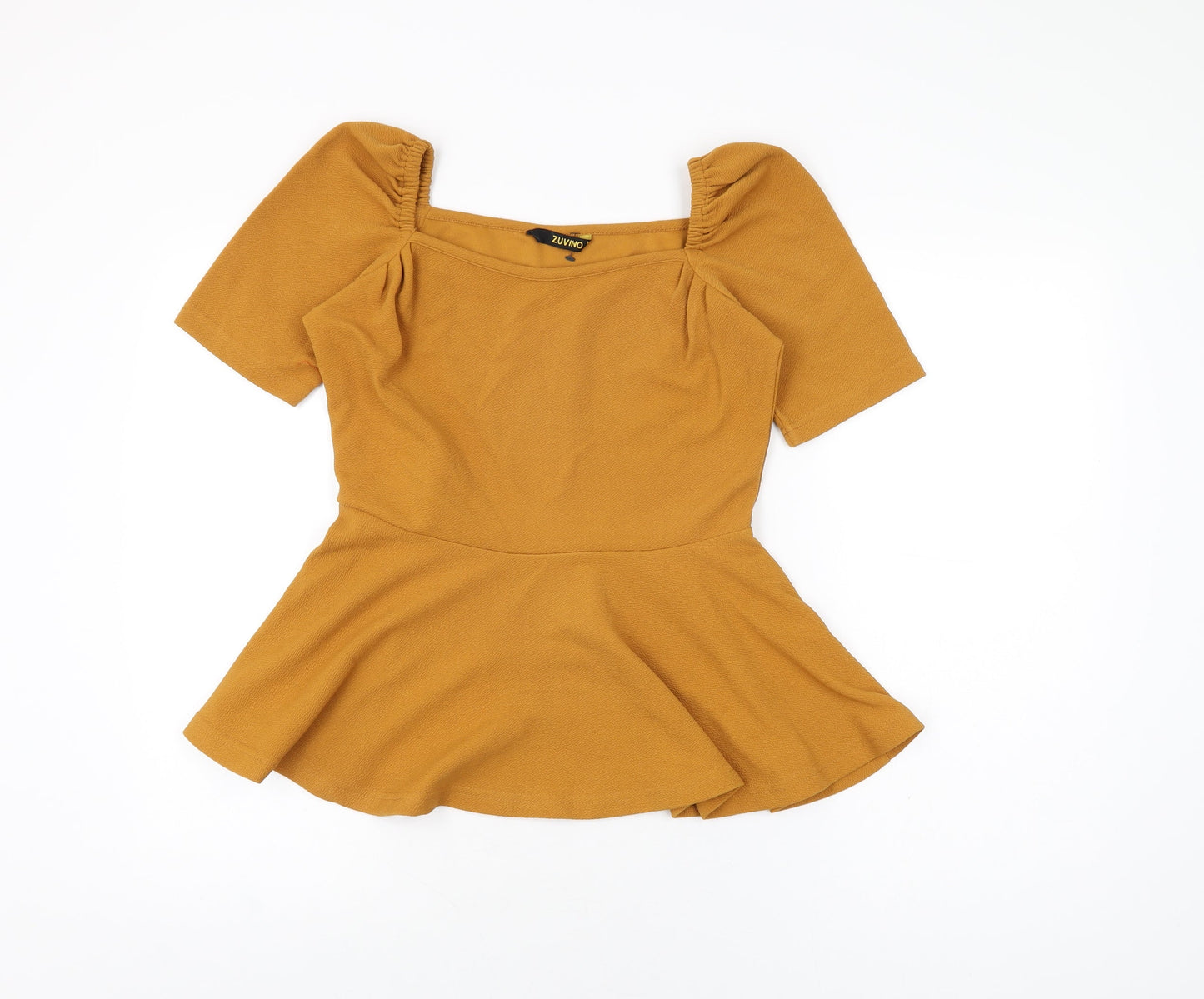 Zuvino Womens Yellow Polyester Basic T-Shirt Size M Square Neck