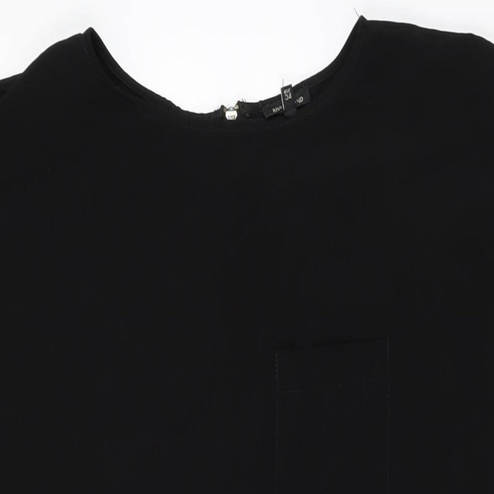 River Island Womens Black Polyester Shift Size 8 Round Neck Zip