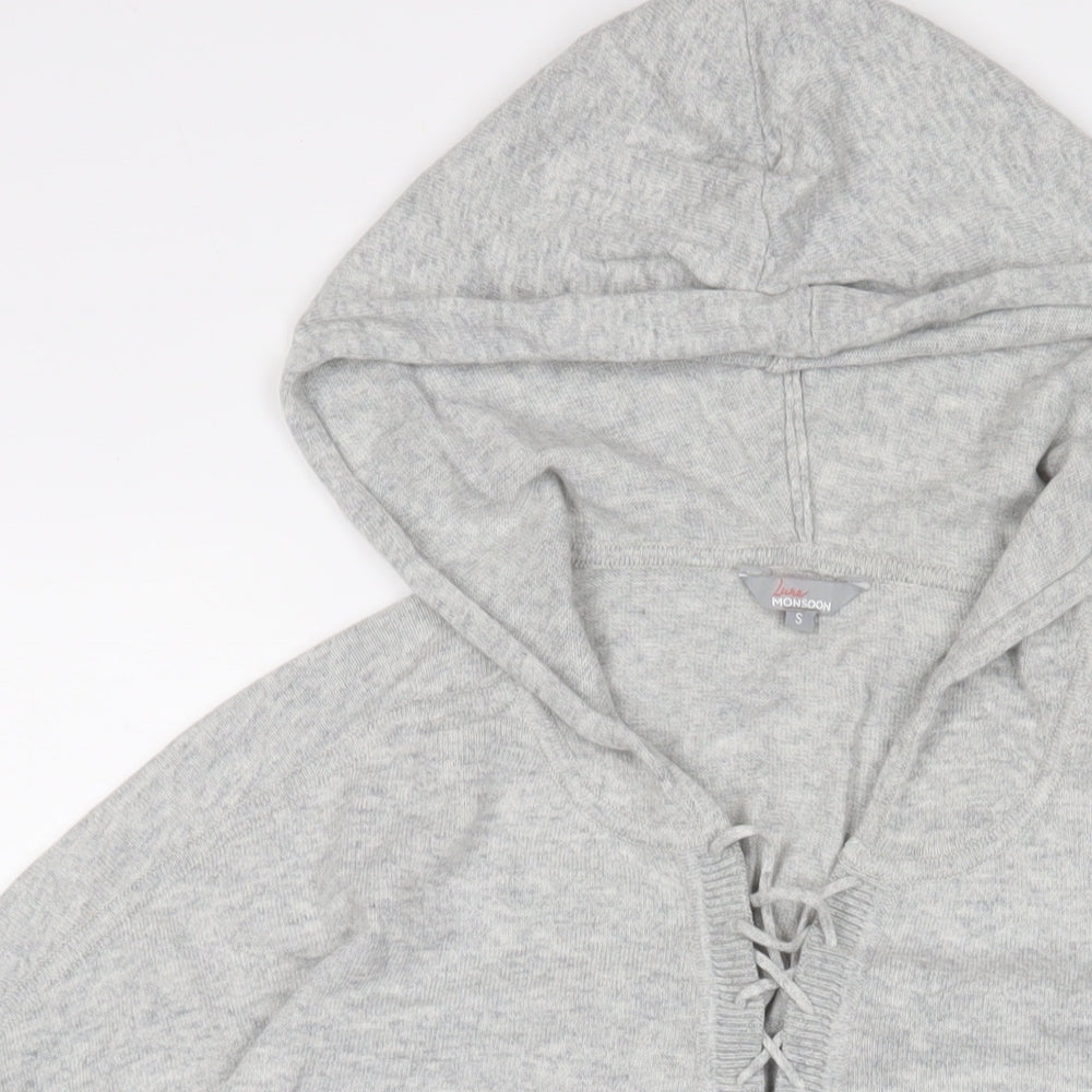 Monsoon Womens Grey Acrylic Pullover Hoodie Size S Pullover