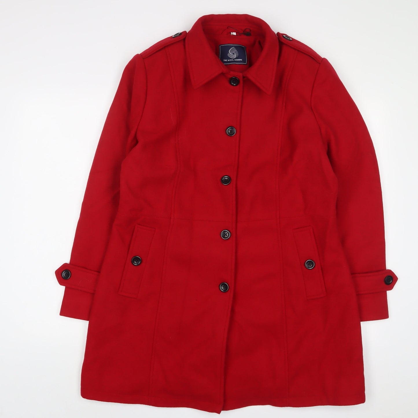 The Wool Makers Womens Red Overcoat Coat Size L Button