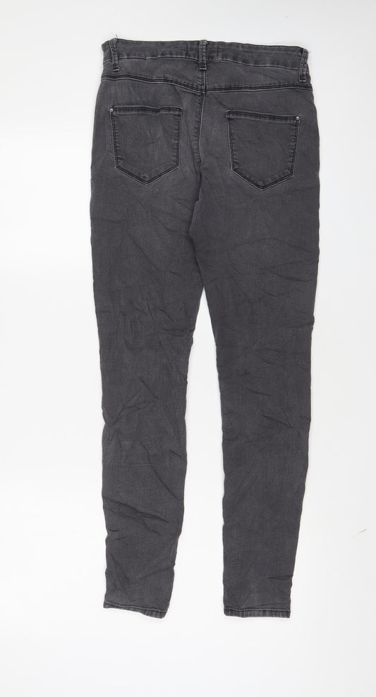 Marks and Spencer Womens Grey Cotton Skinny Jeans Size 8 L29 in Regular Zip