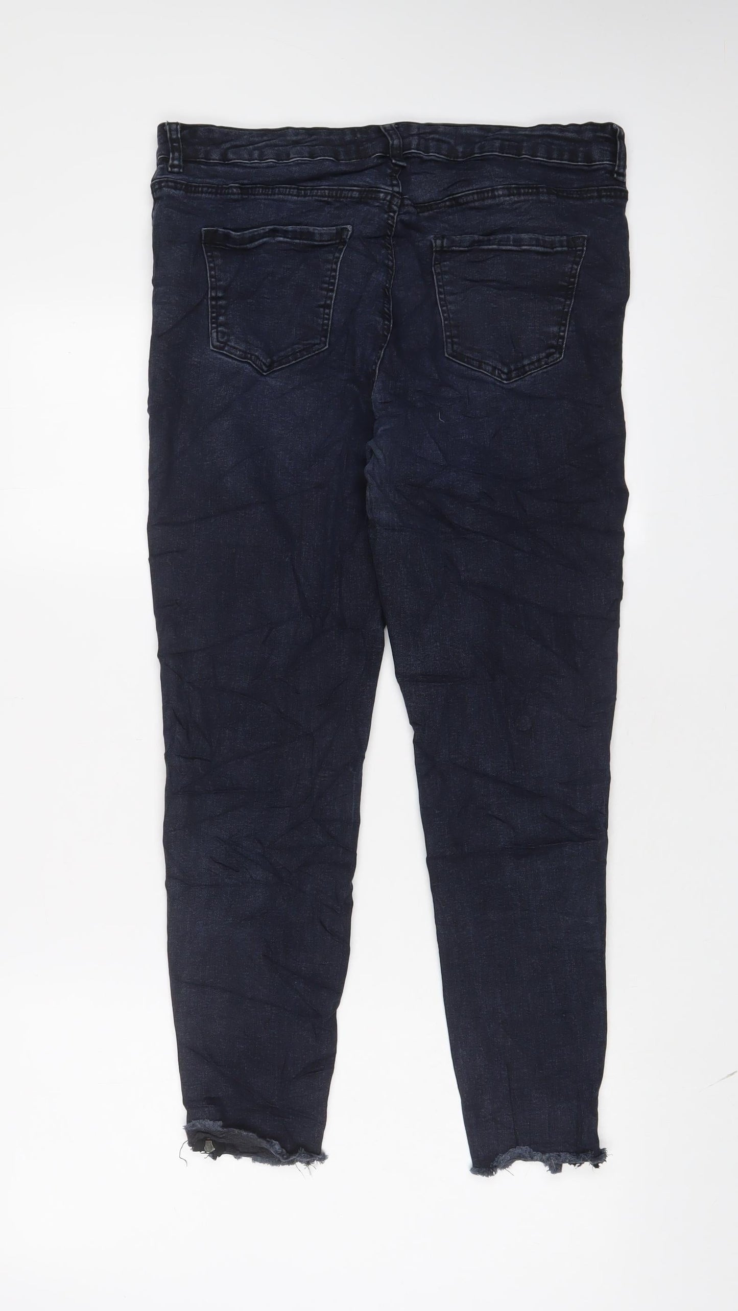 New Look Womens Blue Cotton Skinny Jeans Size 16 L26 in Regular Zip