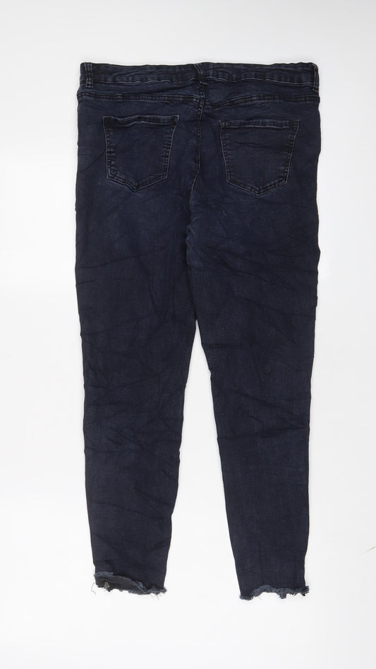 New Look Womens Blue Cotton Skinny Jeans Size 16 L26 in Regular Zip