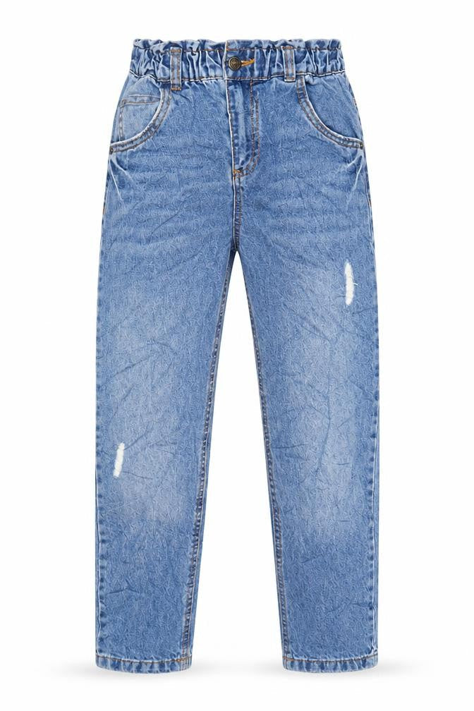 TU Girls Blue Cotton Tapered Jeans Size 11 Years L23 in Regular Zip