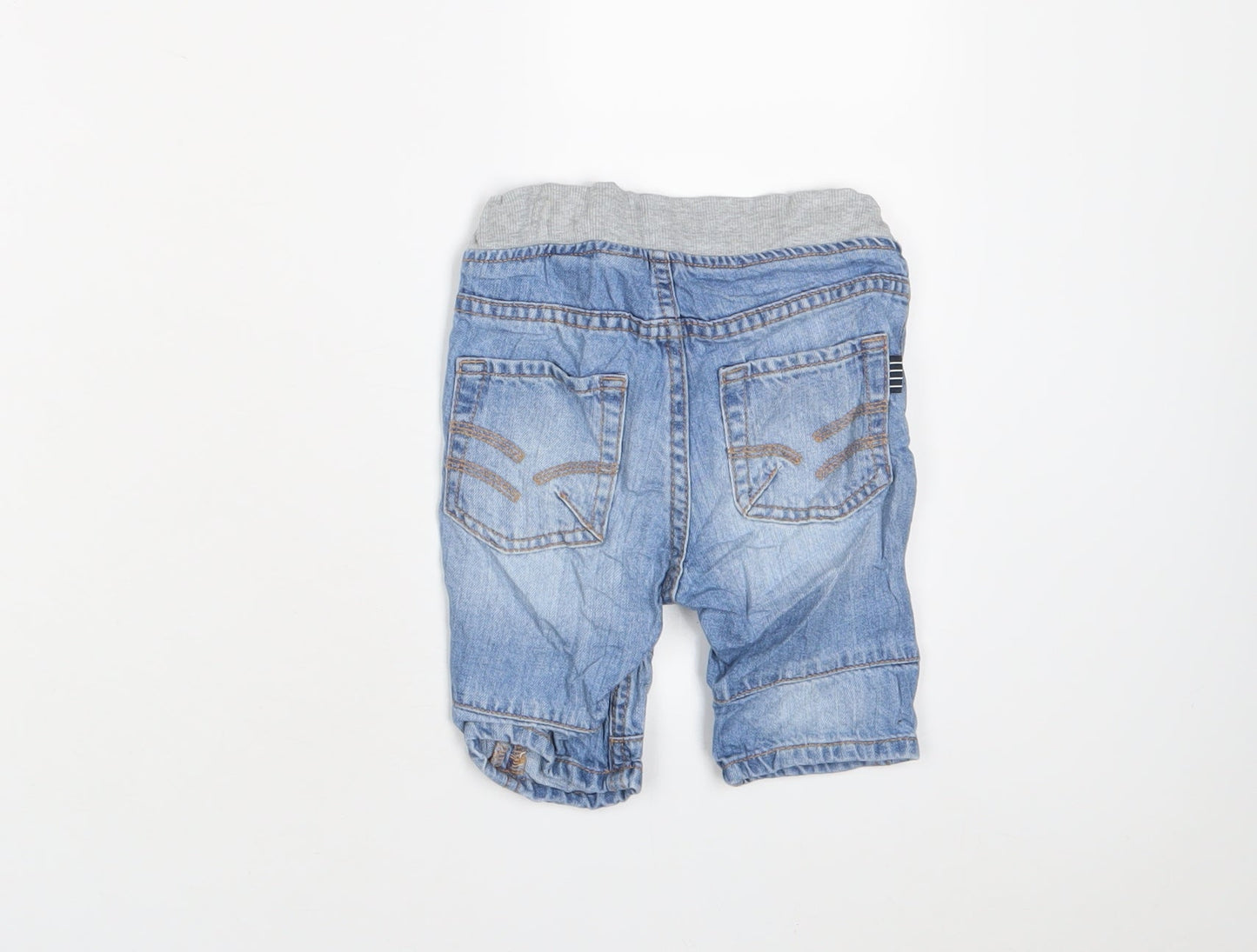 Polarn O. Pyret Boys Blue Cotton Cropped Trousers Size 12-18 Months Snap